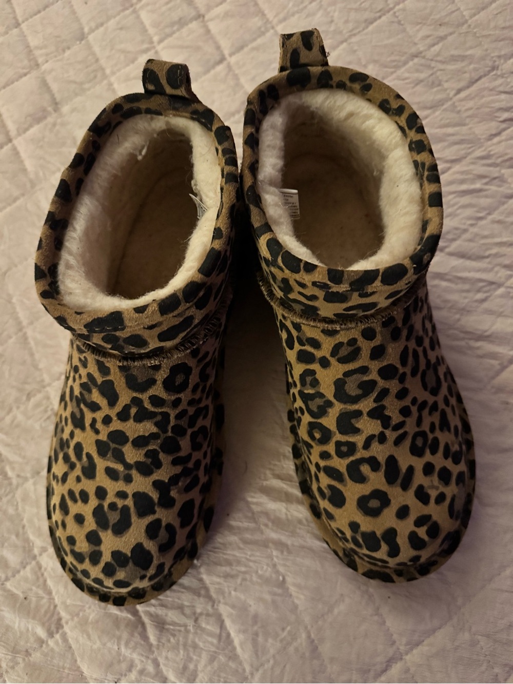 BearPaw Leopard Print Faux Fur Lined Ankle Booties - Tan & Black